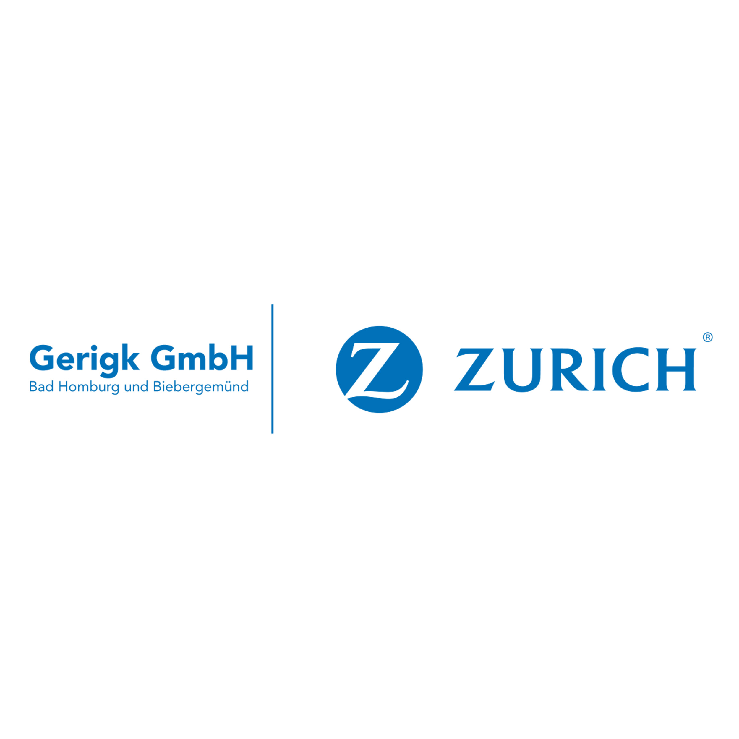 Logo der Gerigk GmbH und Zurich, Partner der Namibian Wildlife Foundation (NWF), die eine Giraffenpatenschaft übernommen und eine Giraffe adoptiert haben, um Naturschutzprojekte in Namibia zu unterstützen.